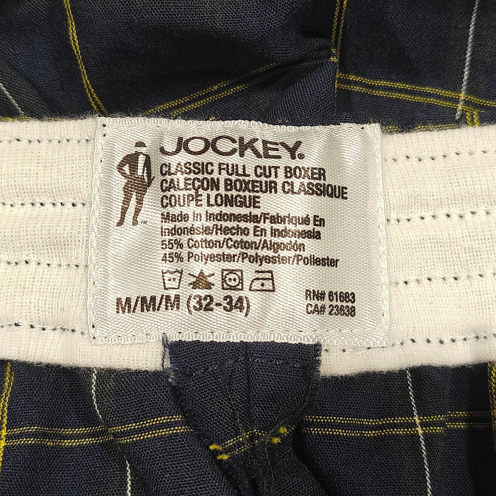 Jockey Jockey Classic Full Cut Boxer Shorts Mens Medium Blue Yellow Size 32 - 2 Thumbnail