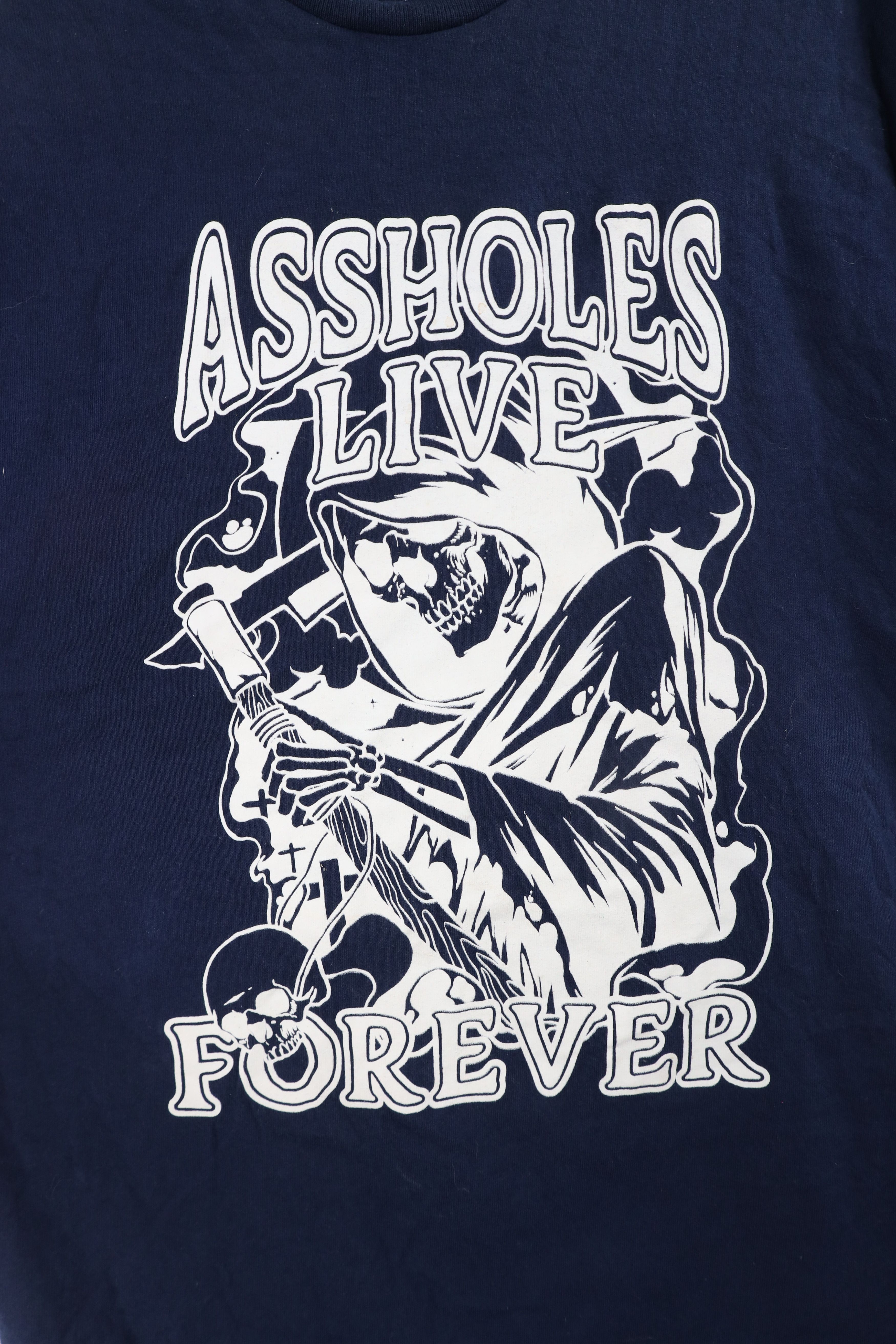 Vintage Streeetwear Assholes*s Live Forever Grim Reaper T-Shirt Size US L / EU 52-54 / 3 - 4 Thumbnail
