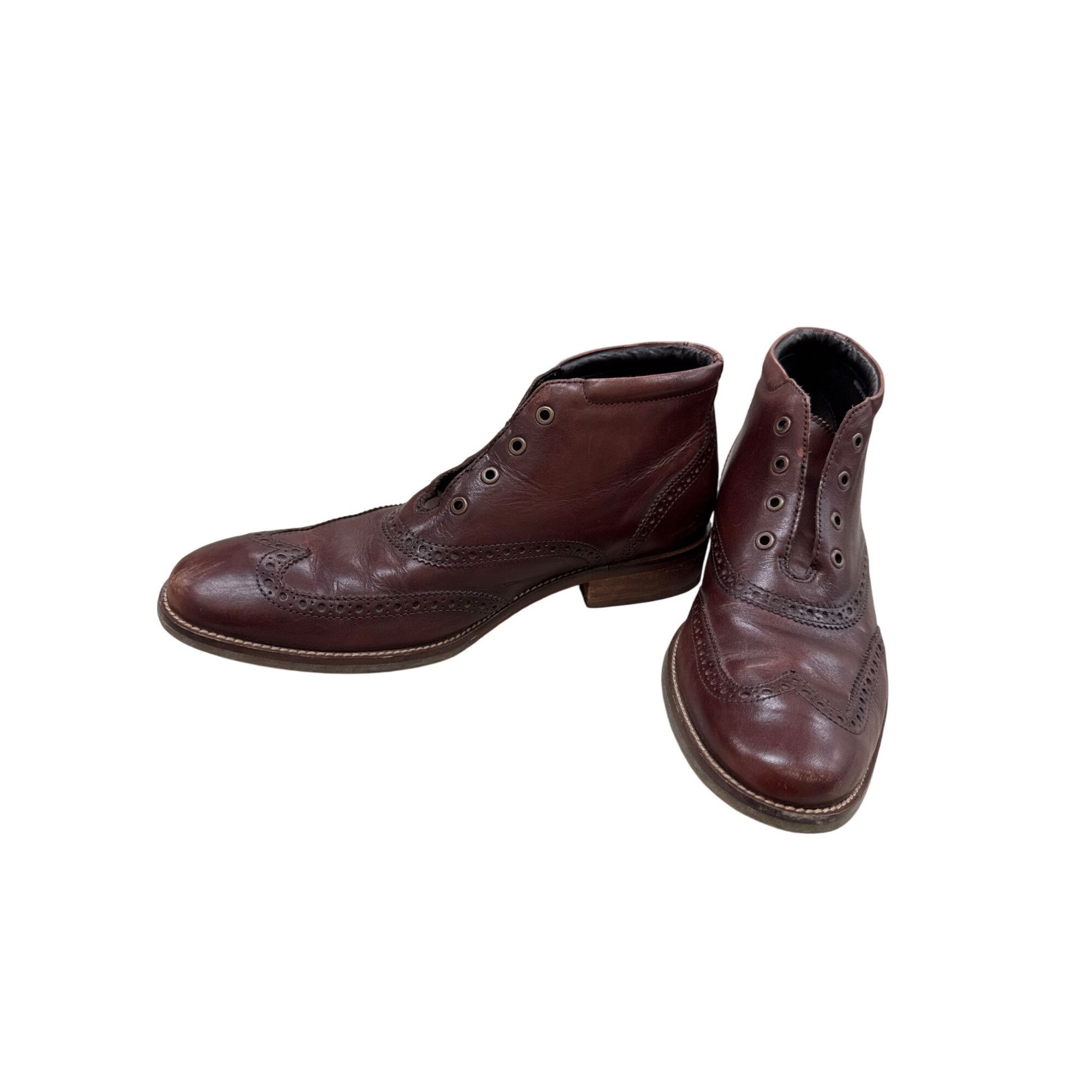 Cole Haan Cole Haan Mens Brown Leather Ankle Wingtip Boots 8M SKU 7796 Size US 8 / EU 41 - 2 Thumbnail