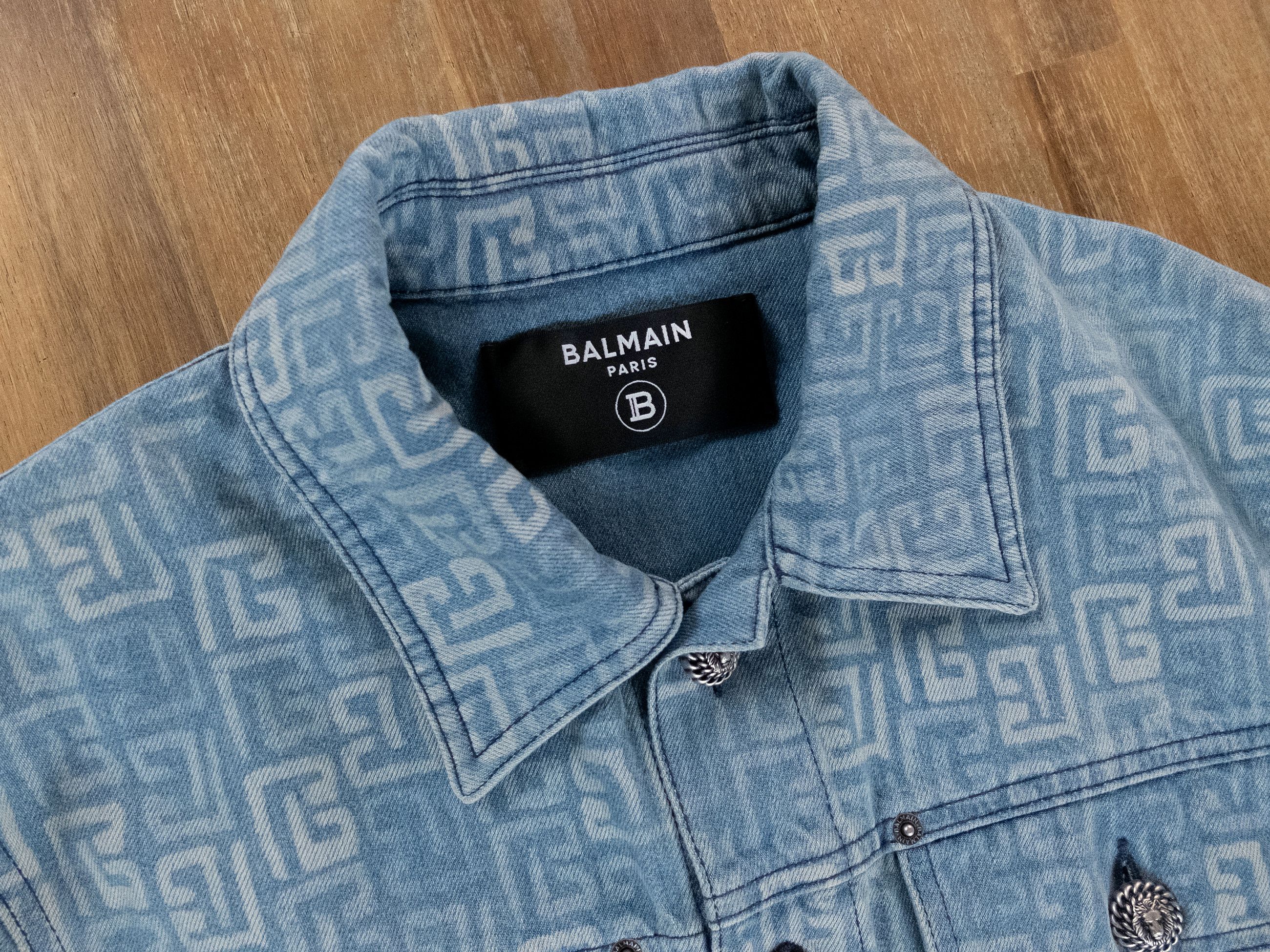 Balmain BALMAIN blue denim faded monogram buttoned jacket Medium Size US M / EU 48-50 / 2 - 5 Thumbnail