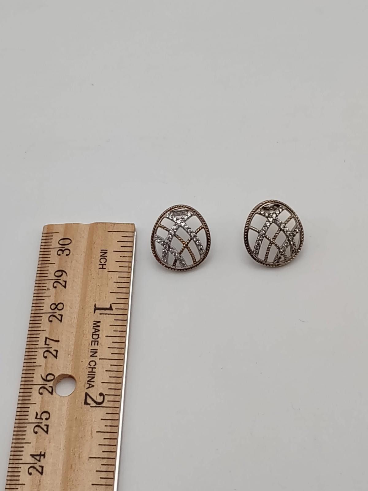 Fashion Victim 925 FAS Thai Sterling Silver CZ Two Tone Dome Stud Earrings Size ONE SIZE - 2 Thumbnail