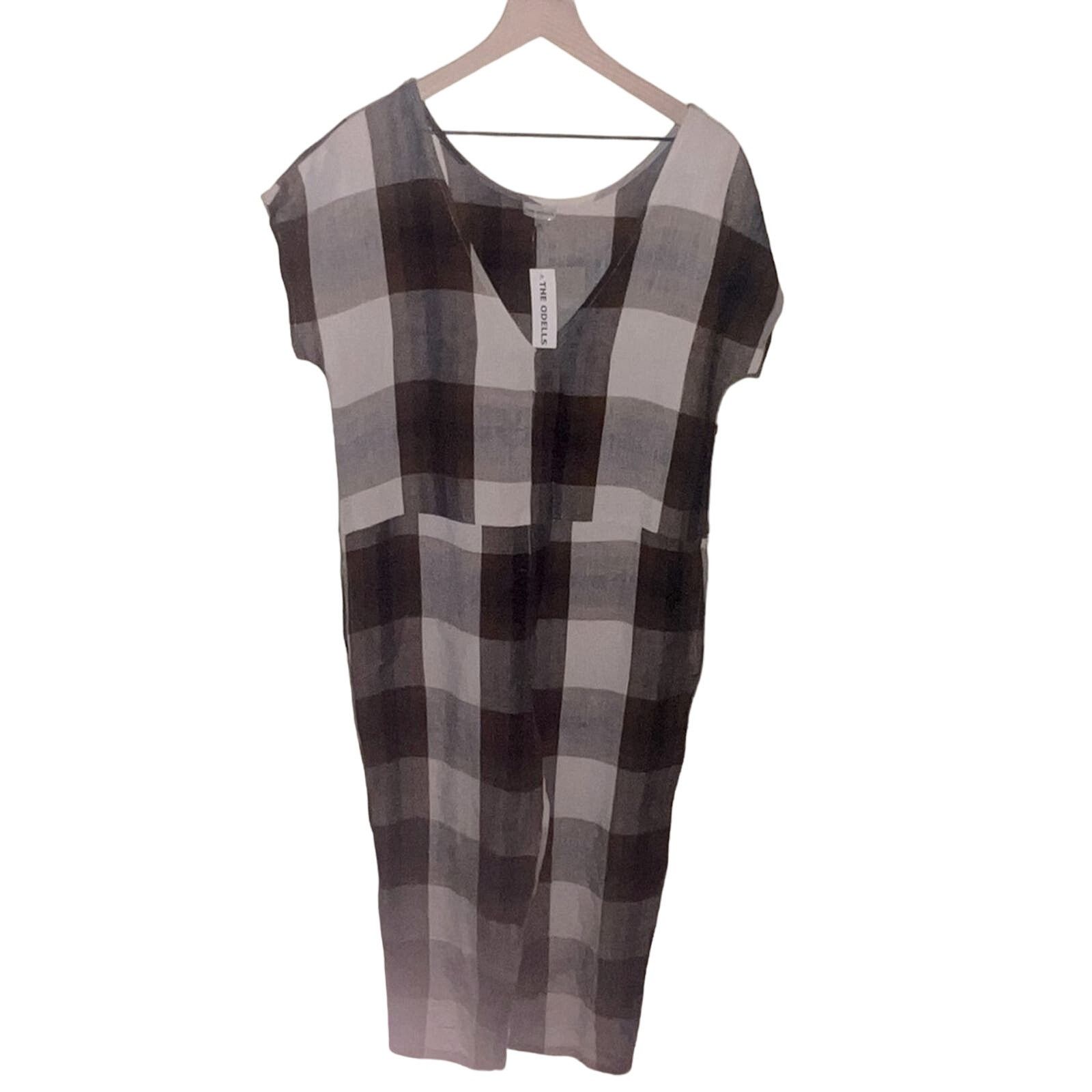 Anthropologie NWT ANTHRO THE ODELLS checked jumpsuit L Size 42" / US 20 - 1 Thumbnail