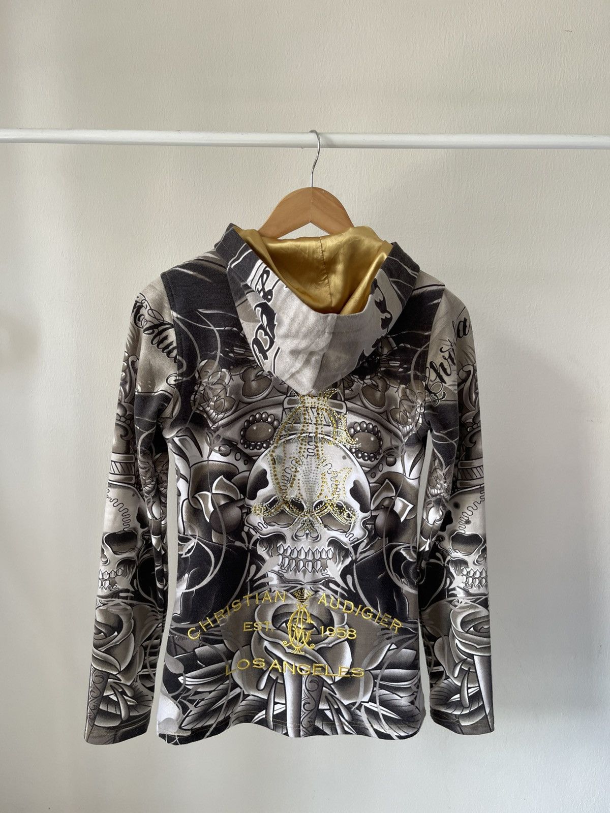 Christian Audigier × Ed Hardy Y2K Christian Audigier Fullprint Skull Zip Hoodie Size S / US 4 / IT 40 - 9 Thumbnail