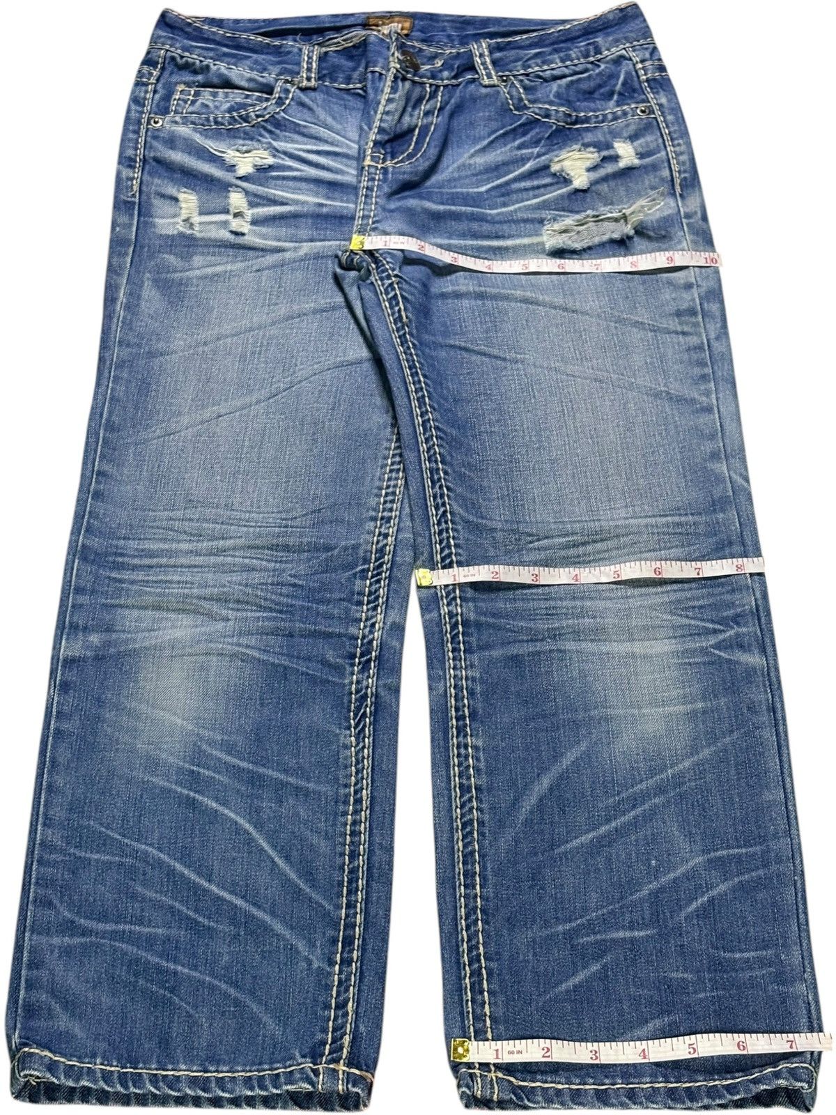 Japanese Brand Vintage Japanese Brand Blue Wash Distressed Ripped Jeans Size US 30 / EU 46 - 15 Thumbnail