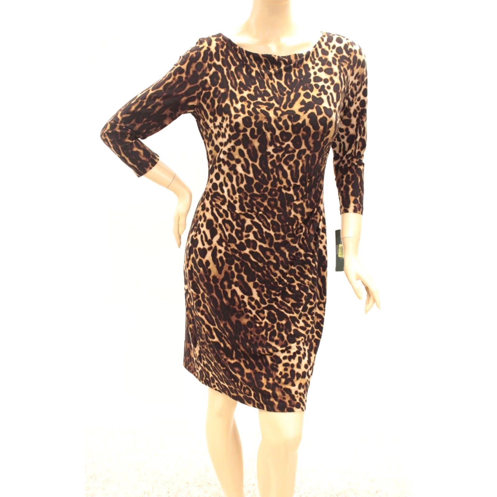 Ralph Lauren Lauren Ralph Lauren Sheath Dress Womens 12 Brown Leopard Print Stretch Party Size XL / US 12-14 / IT 48-50 - 4 Thumbnail