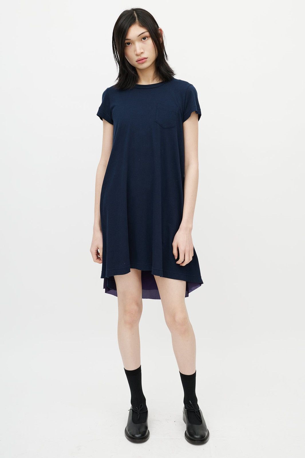 image of Sacai Lucky Shirt Dress Size 1 in Navy, Women's