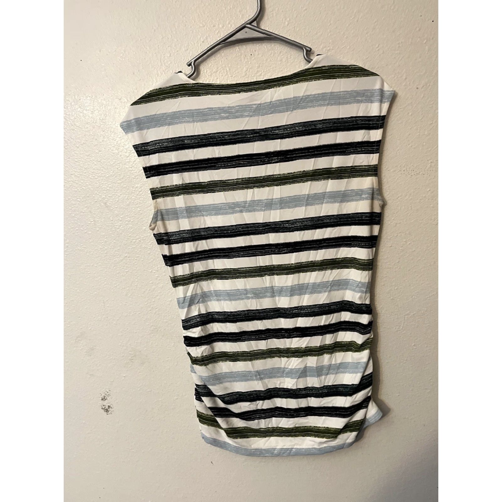 Ann Taylor Ann Taylor Women's Blouse Sleeveless Striped Round Neck Multicolor Polyester Rayon Classic Casual Sz S EUC Size S / US 4 / IT 40 - 3 Thumbnail