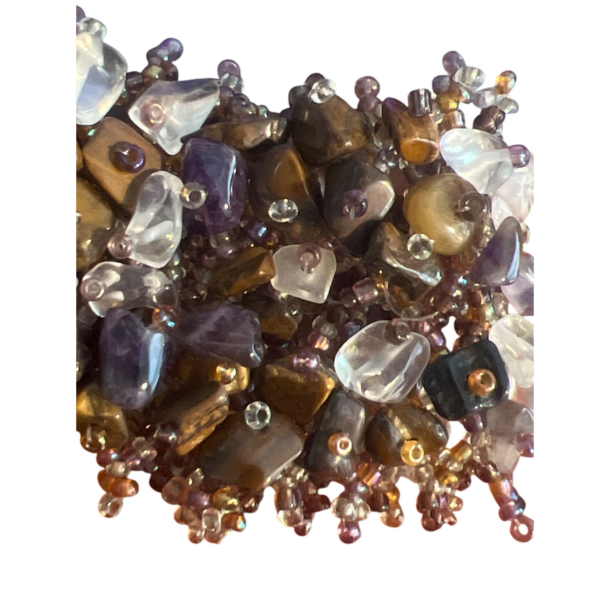 Other Bohemian Seed Bead Bracelet Amethyst Tigers Eye Quartz Doubl Size ONE SIZE - 2 Thumbnail