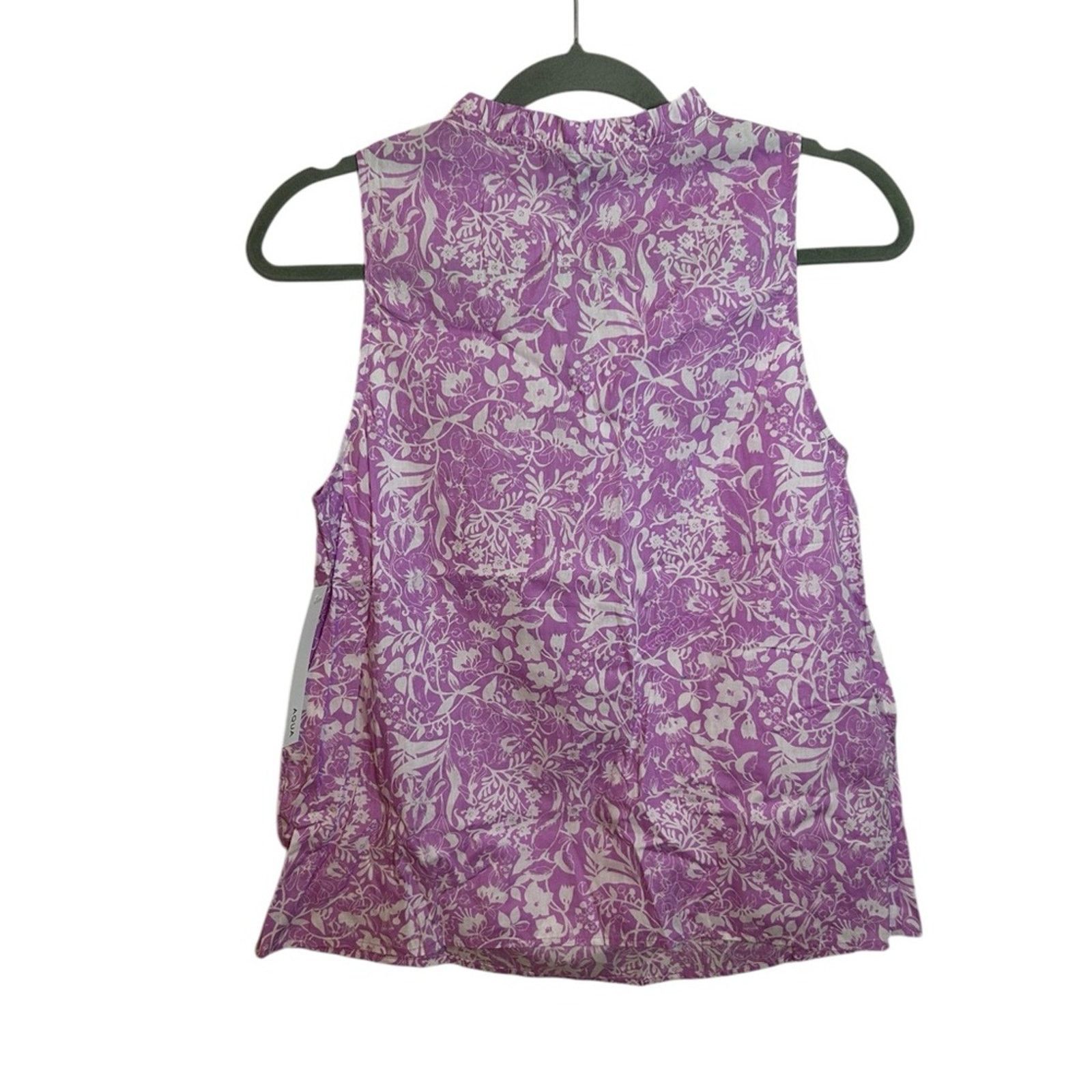 Other Nwt Aqua Lilac Purple Floral Smocked Tassel Sleeveless Top Size XS / US 0-2 / IT 36-38 - 2 Thumbnail