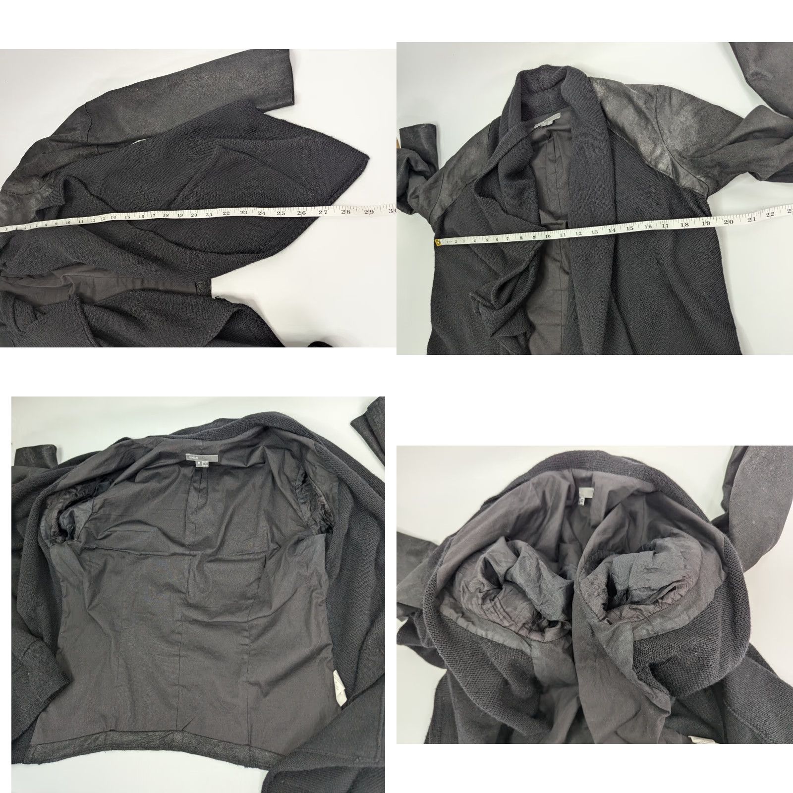 Vince Vince Wrap Suede Wool Drape Jacket Open Front Cardigan Black Womens Size Medium Size M / US 6-8 / IT 42-44 - 8 Thumbnail