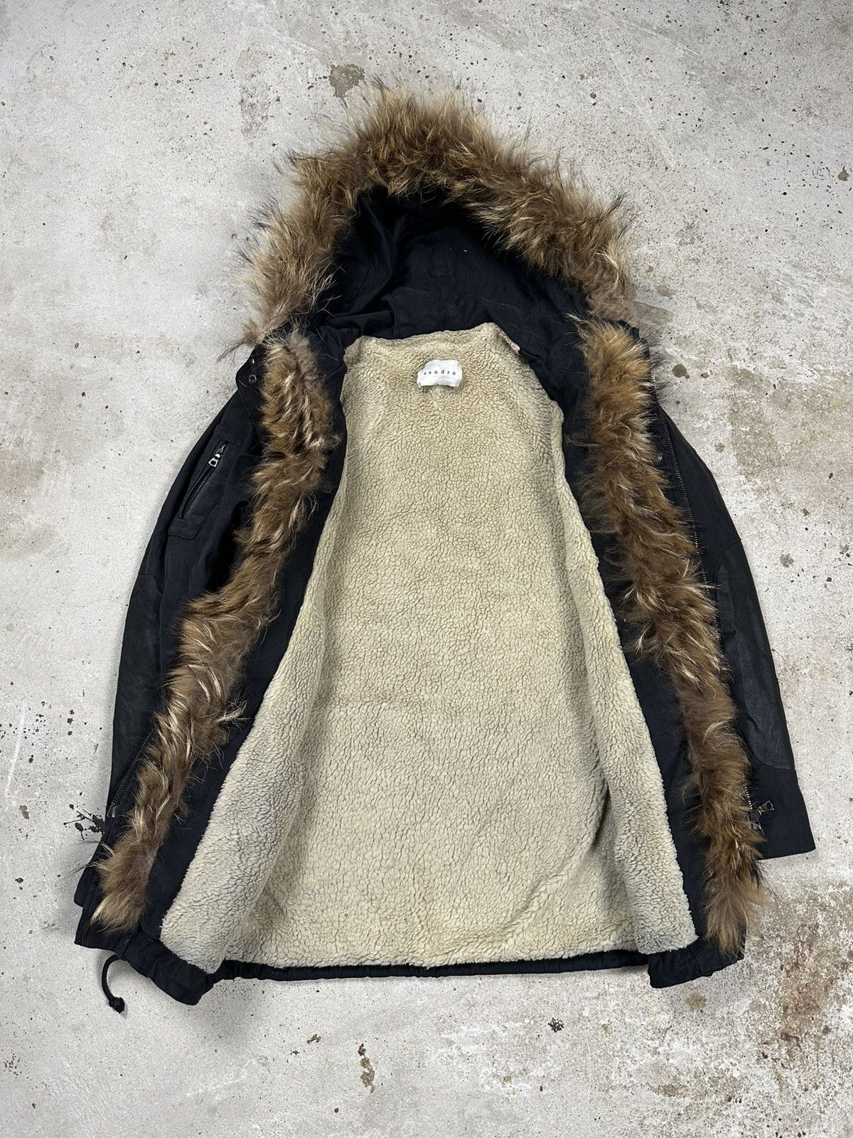 Sandro Sandro Paris Black Faux Fur Lined Parka Jacket Size M / US 6-8 / IT 42-44 - 9 Thumbnail