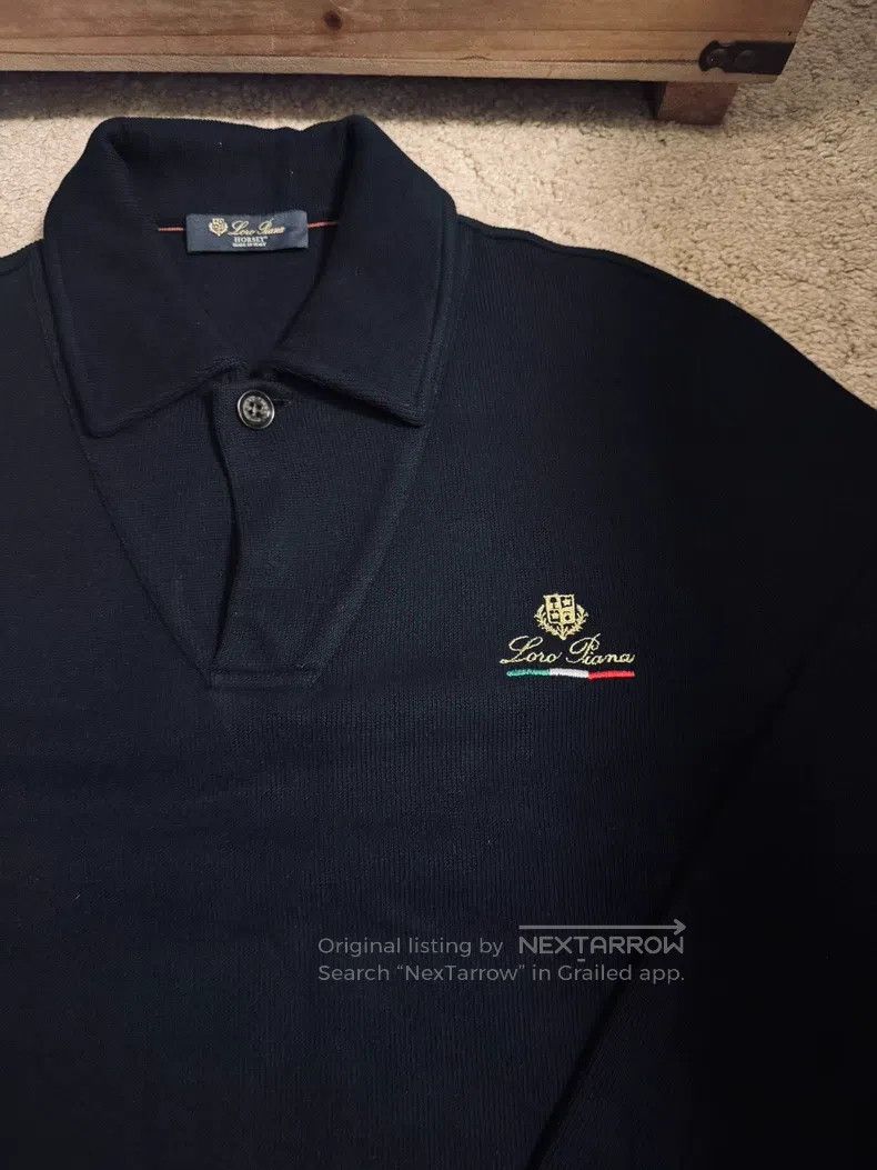 Loro Piana Loro Piana Knitted Polo Long-sleeve, Blue Size US L / EU 52-54 / 3 - 5 Thumbnail