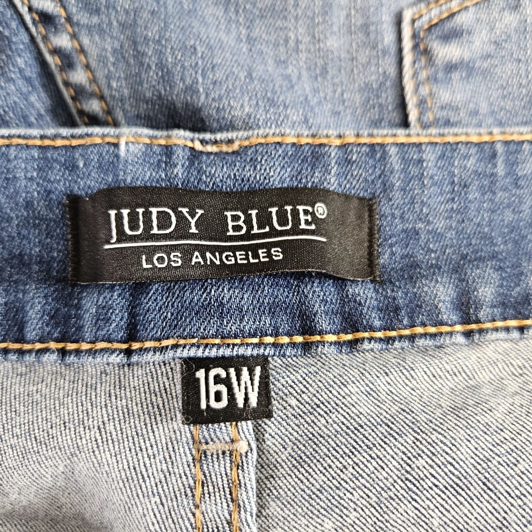 Vintage Judy Blue Womens Plaid Cuff Slim Fit Jeans Sz 16W Blue Medium Wash Distressed Size 38" / US 16 / IT 52 - 8 Thumbnail