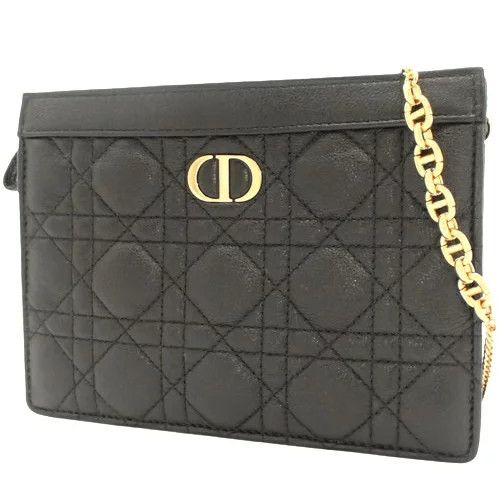 Christian Dior Cannage CARO Zip Pouch Black Gold