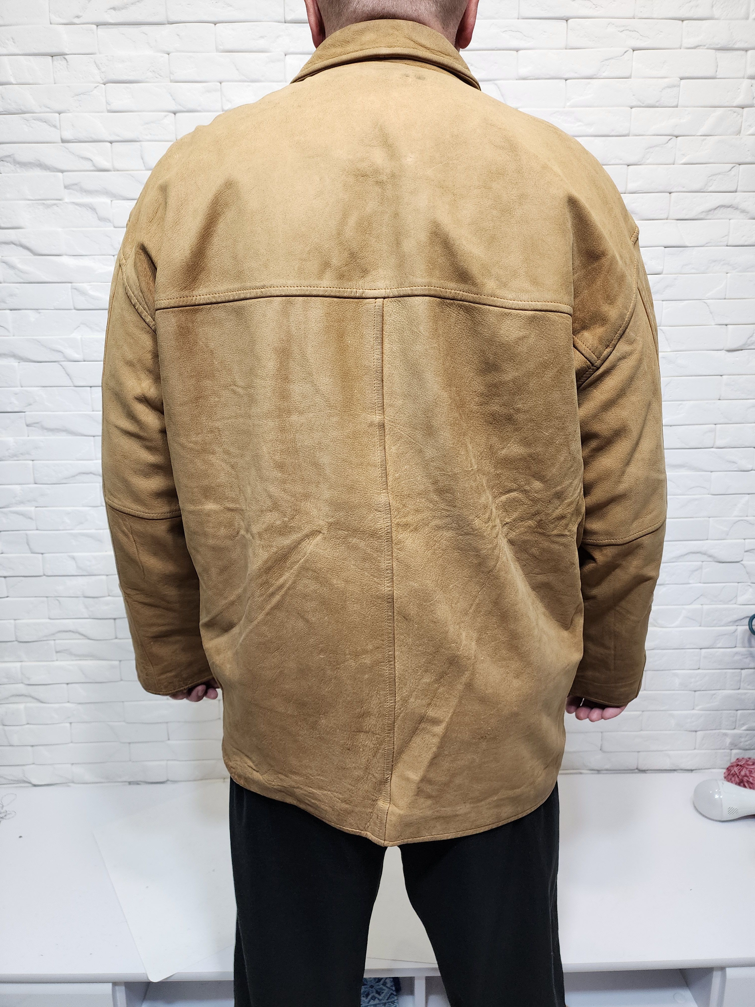 Genuine Leather Men's Brown Leather Jacket: Button Front, Size US XL / EU 56 / 4 - 3 Thumbnail