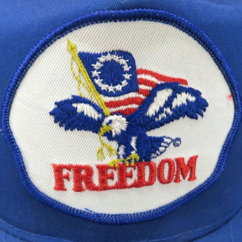 Vintage VINTAGE USA Freedom Eagle Flag Americana Pride Military Patch Snapback Hat Blue Size ONE SIZE - 2 Thumbnail