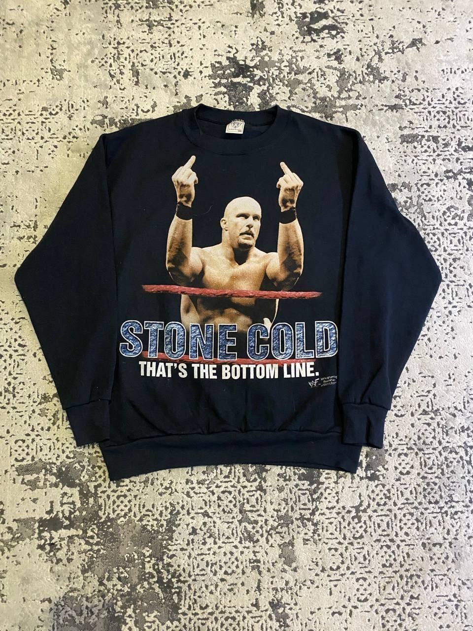 image of Band Tees x Vintage 1998 Stone Cold Steve Austin Wwf Sweatshirt in Black, Men's (Size XL)