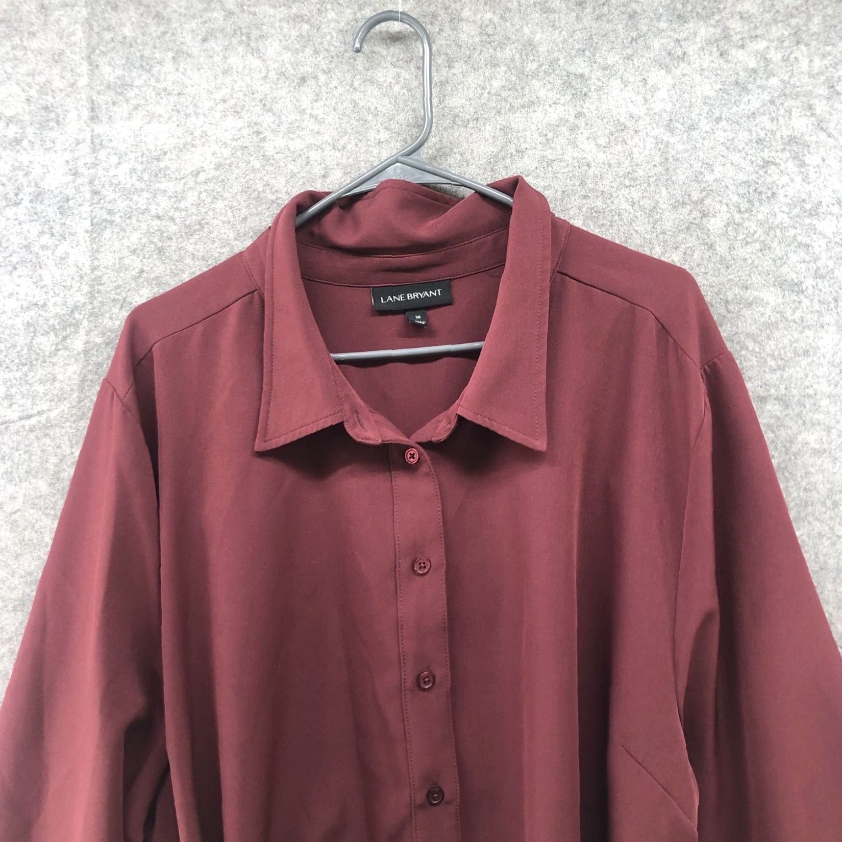 Vintage VINTAGE Lane Bryant Relaxed Shirt Jacket Shacket Womens Plus Size 26 Wine 4X Tie Waist Size 4XL / US 24-26 - 4 Thumbnail