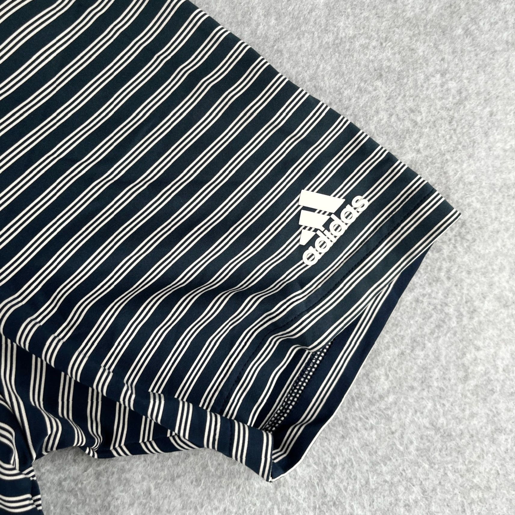 Adidas Adidas Polo Shirt Large Navy Blue White Striped Performance Casual Stretch Mens Size US L / EU 52-54 / 3 - 3 Thumbnail