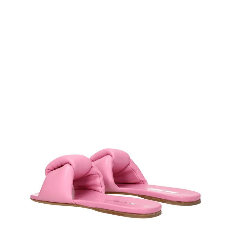 Miu Miu ob1o1e1124 Leather Slippers in Pink Size US 6.5 / IT 36.5 - 4 Thumbnail
