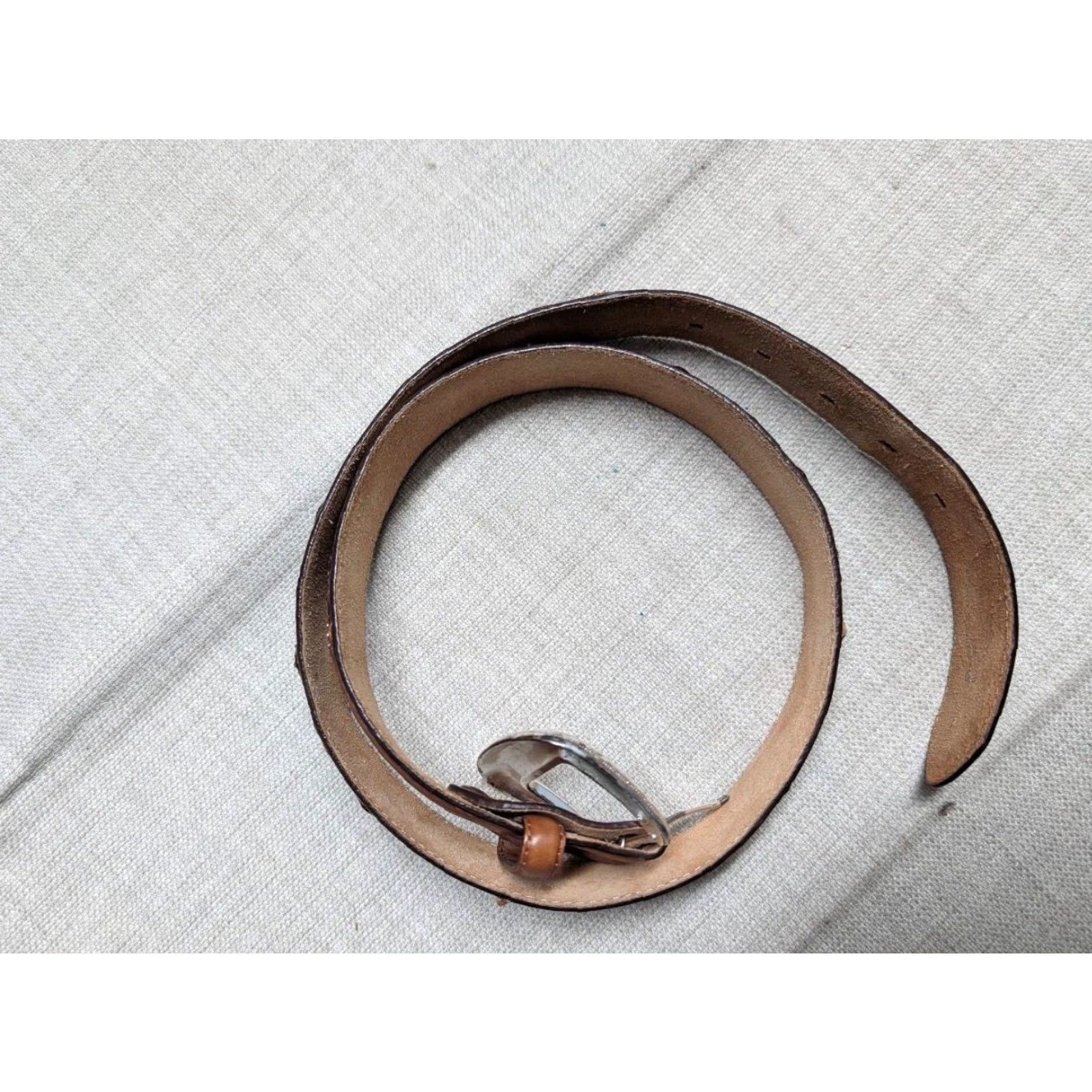 Vintage VINTAGE Justin Western Belt Leather 36 Brown Studded Tooled Buckle Men Belt Size 36 - 5 Thumbnail