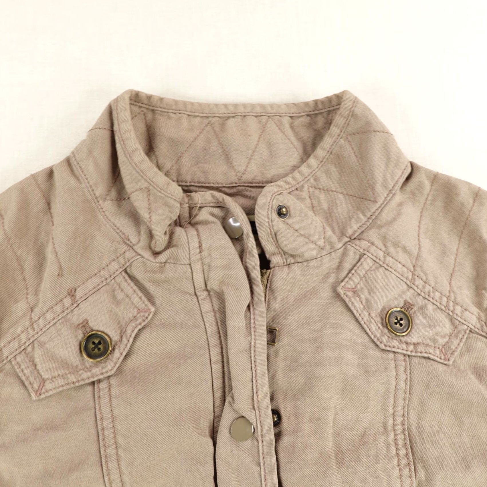 Anthropologie Anthropologie Daughters of the Liberation Beige Military Jacket Womens 2 Lightweight Zip Up Coat Size XS / US 0-2 / IT 36-38 - 2 Thumbnail