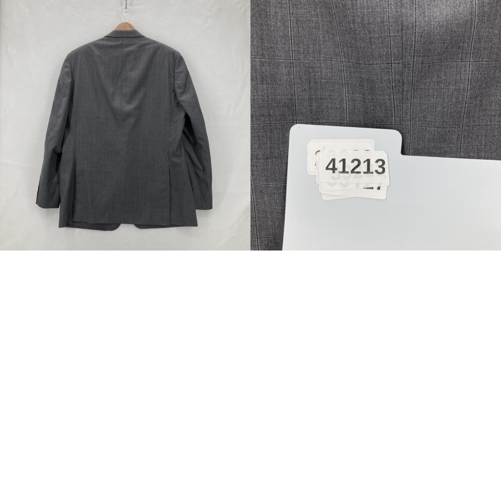 Ralph Lauren VINTAGE Lauren Ralph Lauren Blazer Mens Gray Slim Fit Wool Windowpane Two-Button Suit Jacket 44L Men Size 44R - 10 Thumbnail