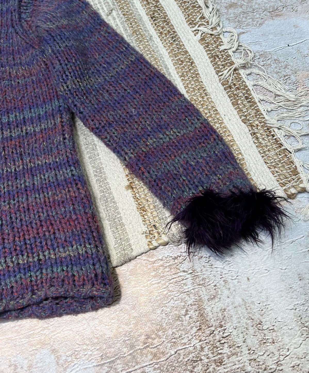 Japanese Brand × Vintage Vintage knit sweater with fur details Size US S / EU 44-46 / 1 - 3 Thumbnail