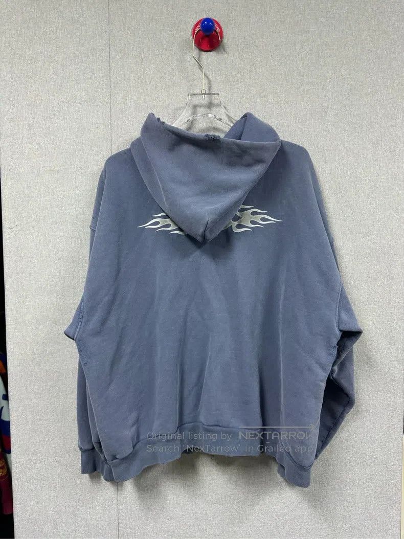 Balenciaga Balenciaga Haze Blue Double Ring Distressed Flame Sweatshi Size US L / EU 52-54 / 3 - 2 Thumbnail