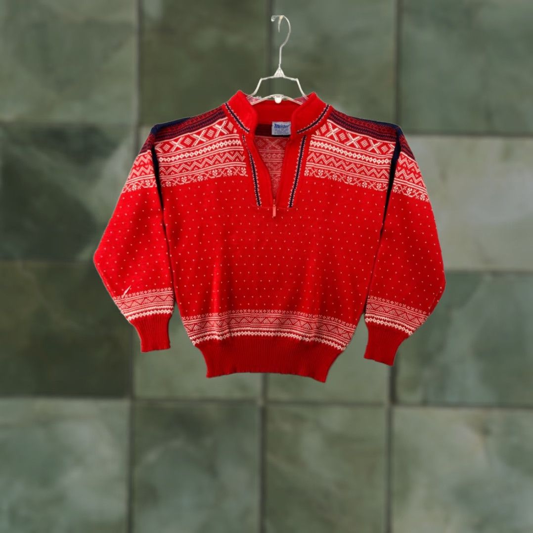 Vintage Meister Sweater Mens Medium Fair Isle 1/4 Zip Vintage Size US M / EU 48-50 / 2 - 1 Thumbnail