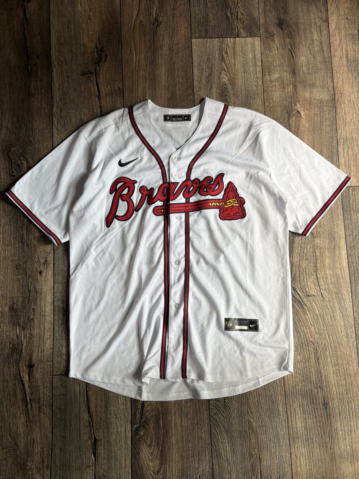 Nike Atlanta Braves Nike MLB Jersey Evans #29 White Home Button Size US L / EU 52-54 / 3 - 1 Thumbnail