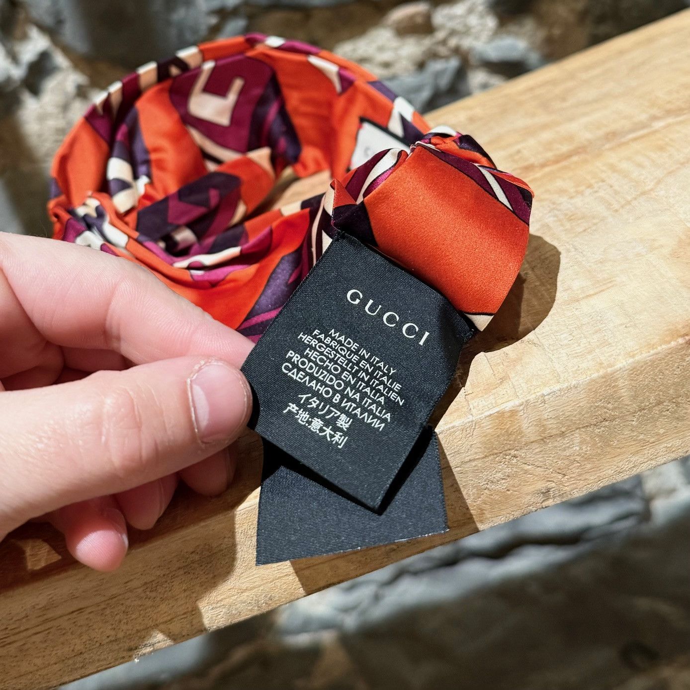 Gucci Gucci Orange Silk G Cube Silk Headband Size ONE SIZE - 6 Thumbnail