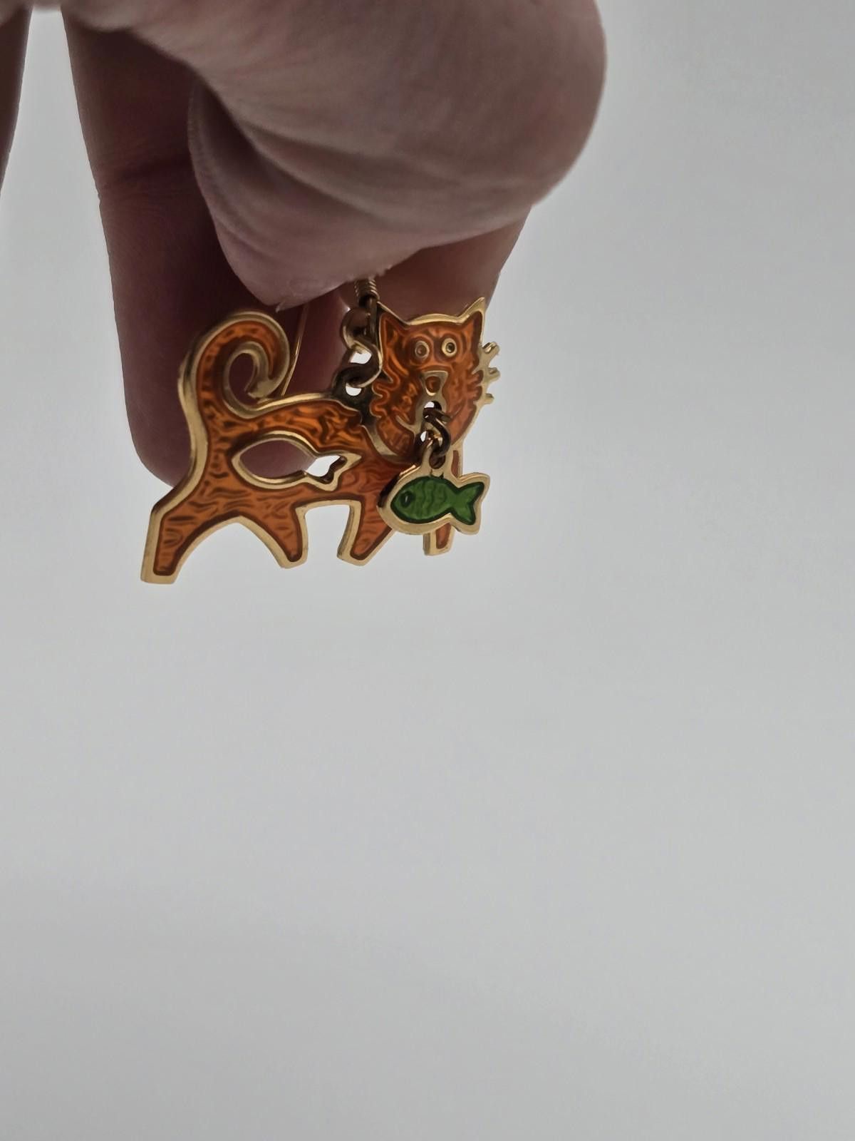 Other Edgar Berebi Cat Dangle Earrings – Enamel & Gold Tone Whimsy Size ONE SIZE - 3 Thumbnail