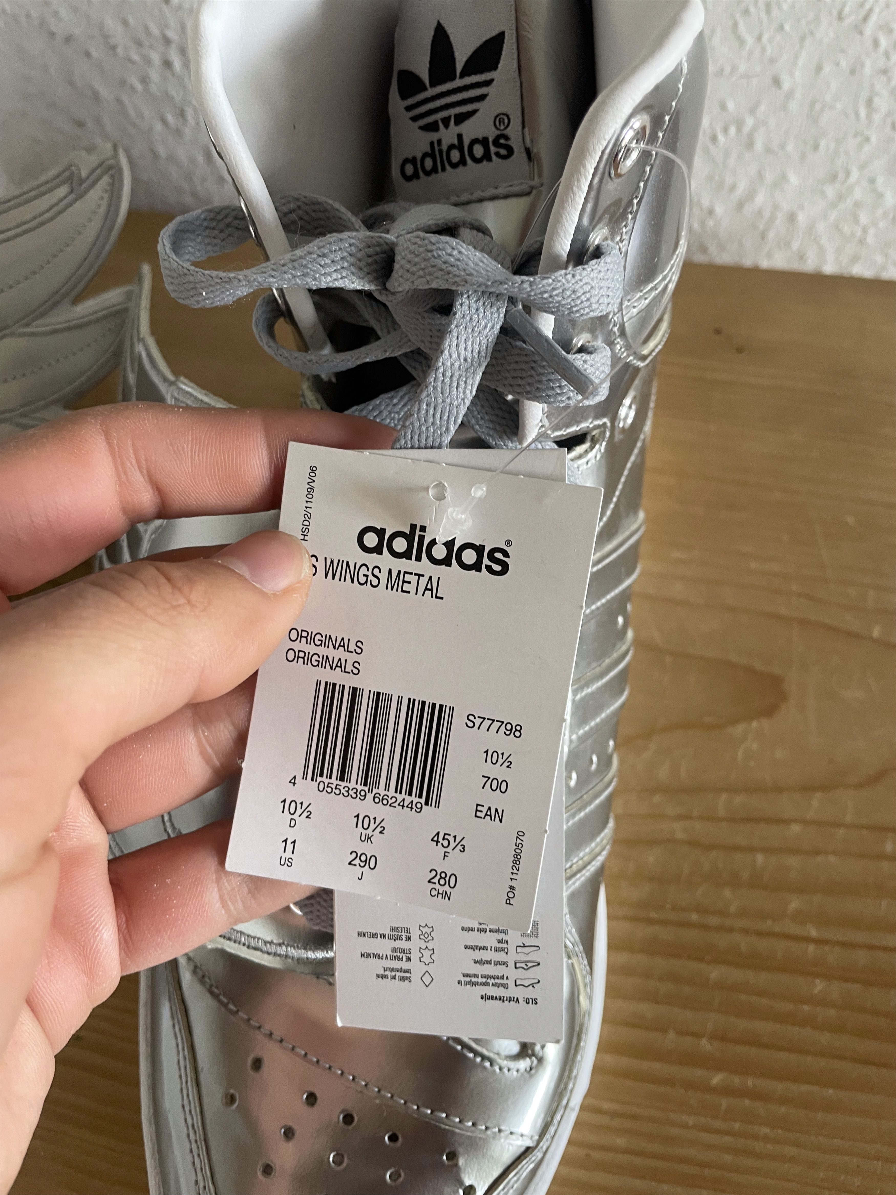 Adidas × Jeremy Scott Wings 1.0 Silver Metallic Size US 11 / EU 44 - 14 Thumbnail