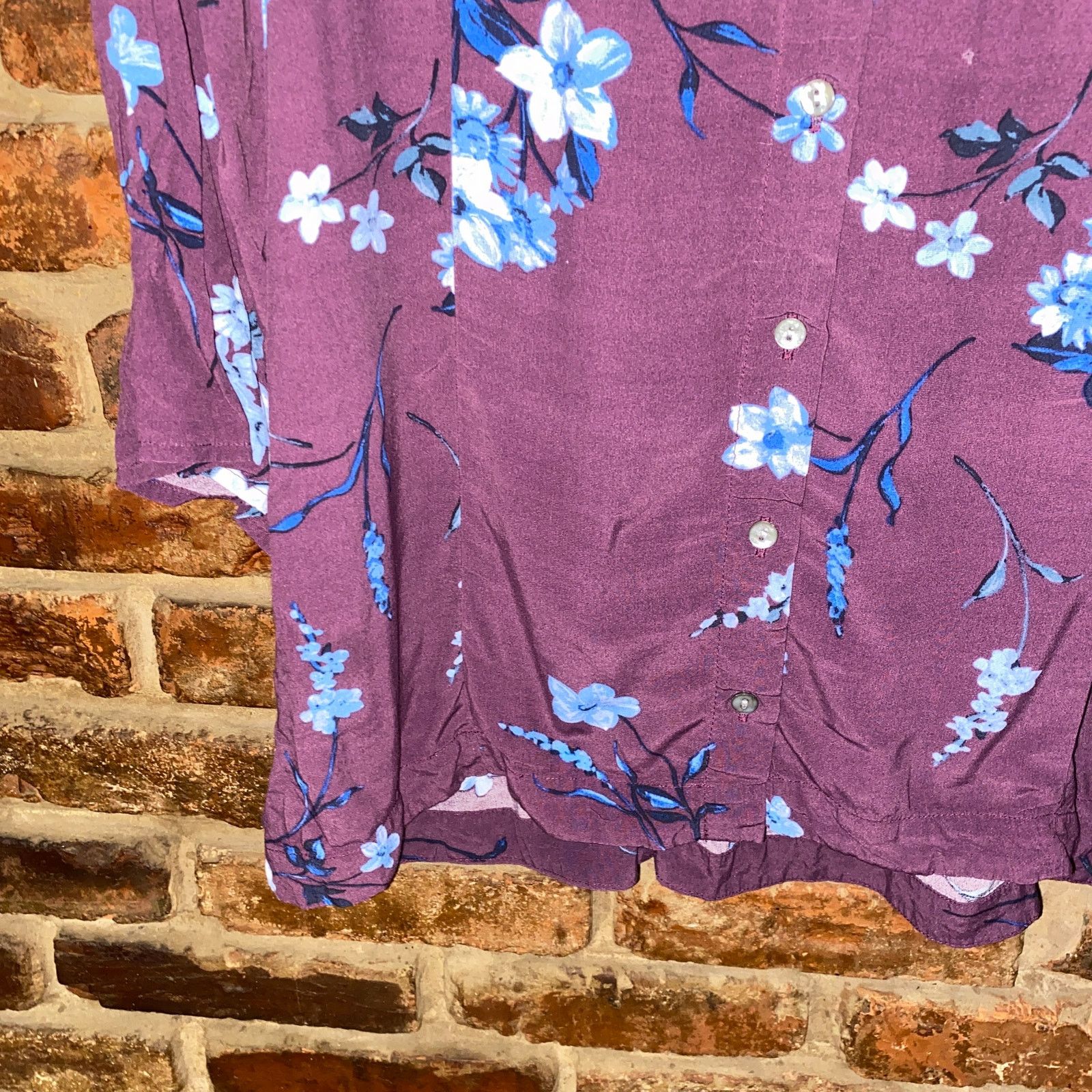 Other J. Jill Purple Blue Floral 3/4 Sleeve Button Down Top Medium Size M / US 6-8 / IT 42-44 - 3 Thumbnail