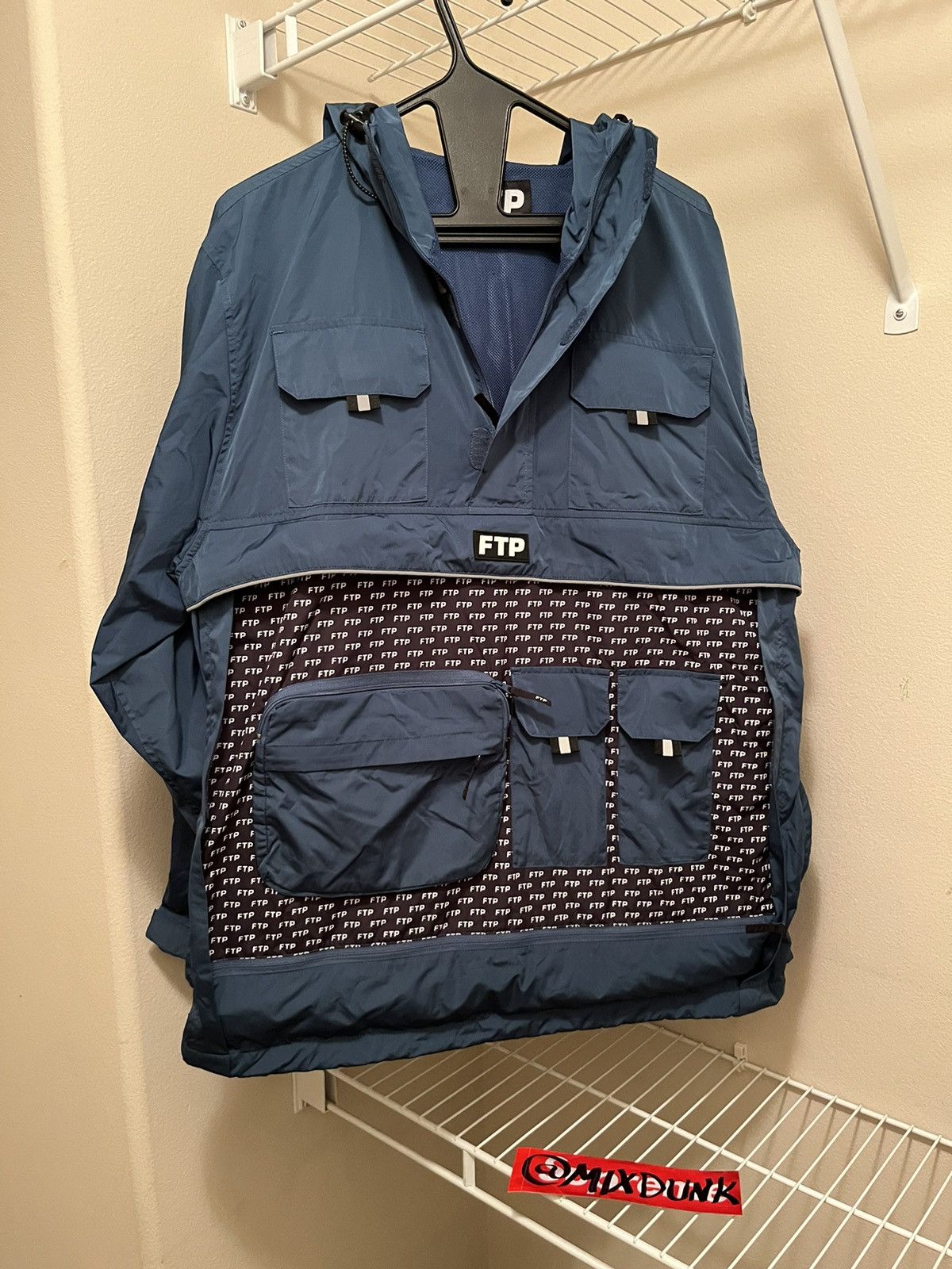 image of Fuck The Population Ftp Hidden Cargo Anorak (Marine) in Blue Marine, Men's (Size Large)