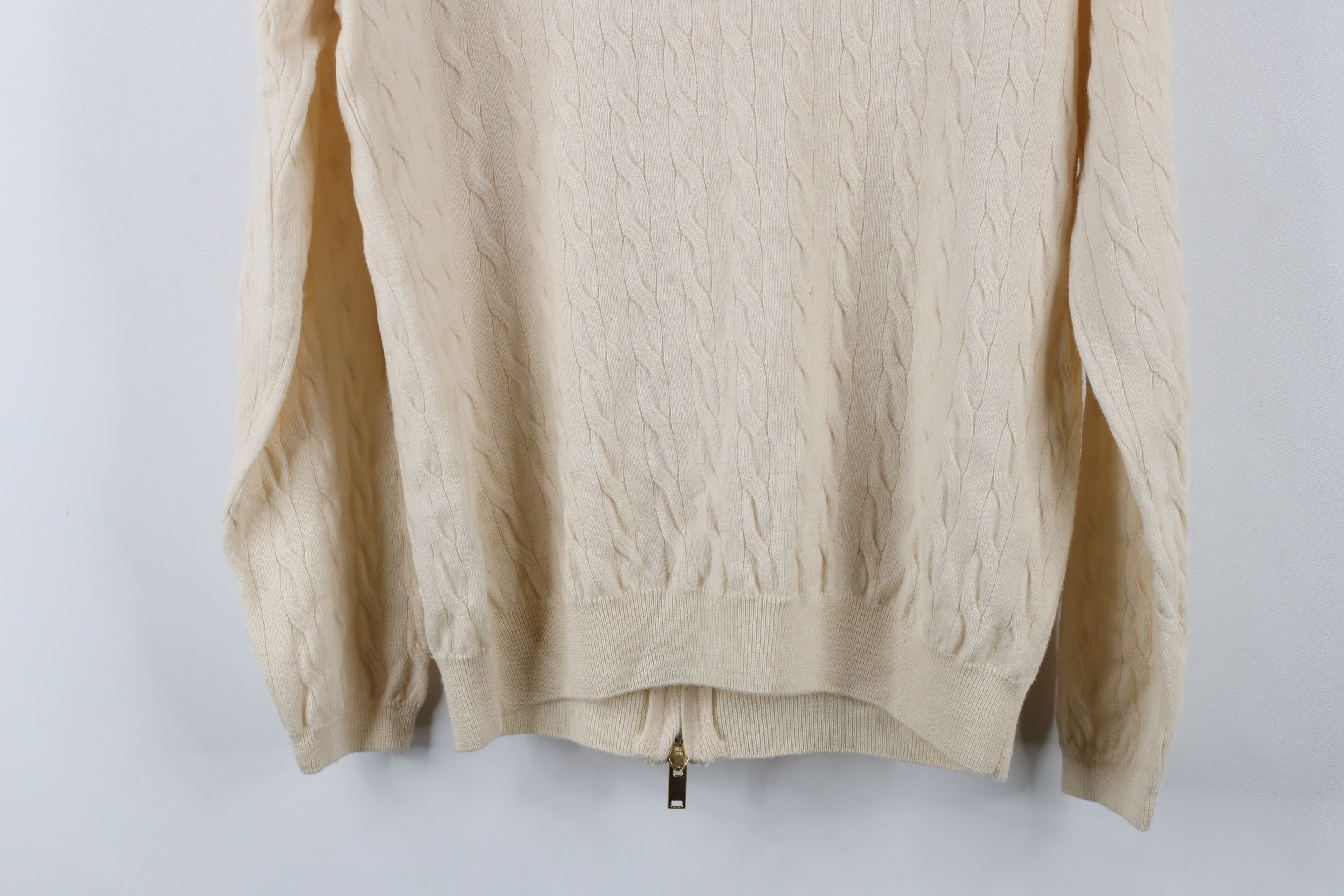 Vintage Peter Millar Merino Wool Cable Knit Zip Cardigan Sweater Size L / US 10 / IT 46 - 13 Thumbnail