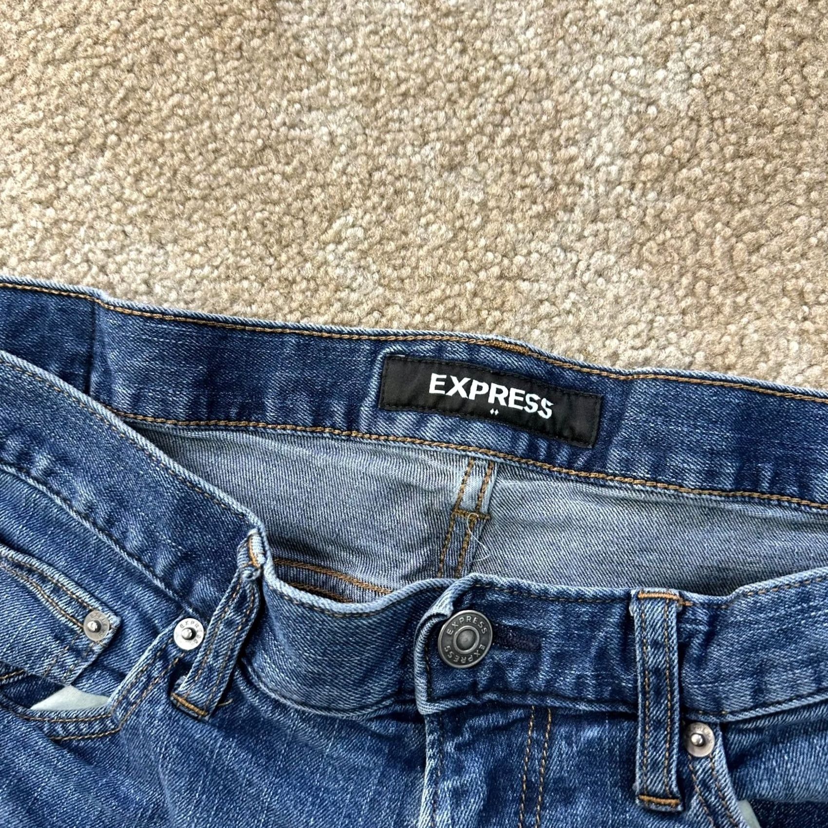 Express Express Slim Straight Jeans Men 34x32 Blue Denim Size US 34 / EU 50 - 3 Thumbnail