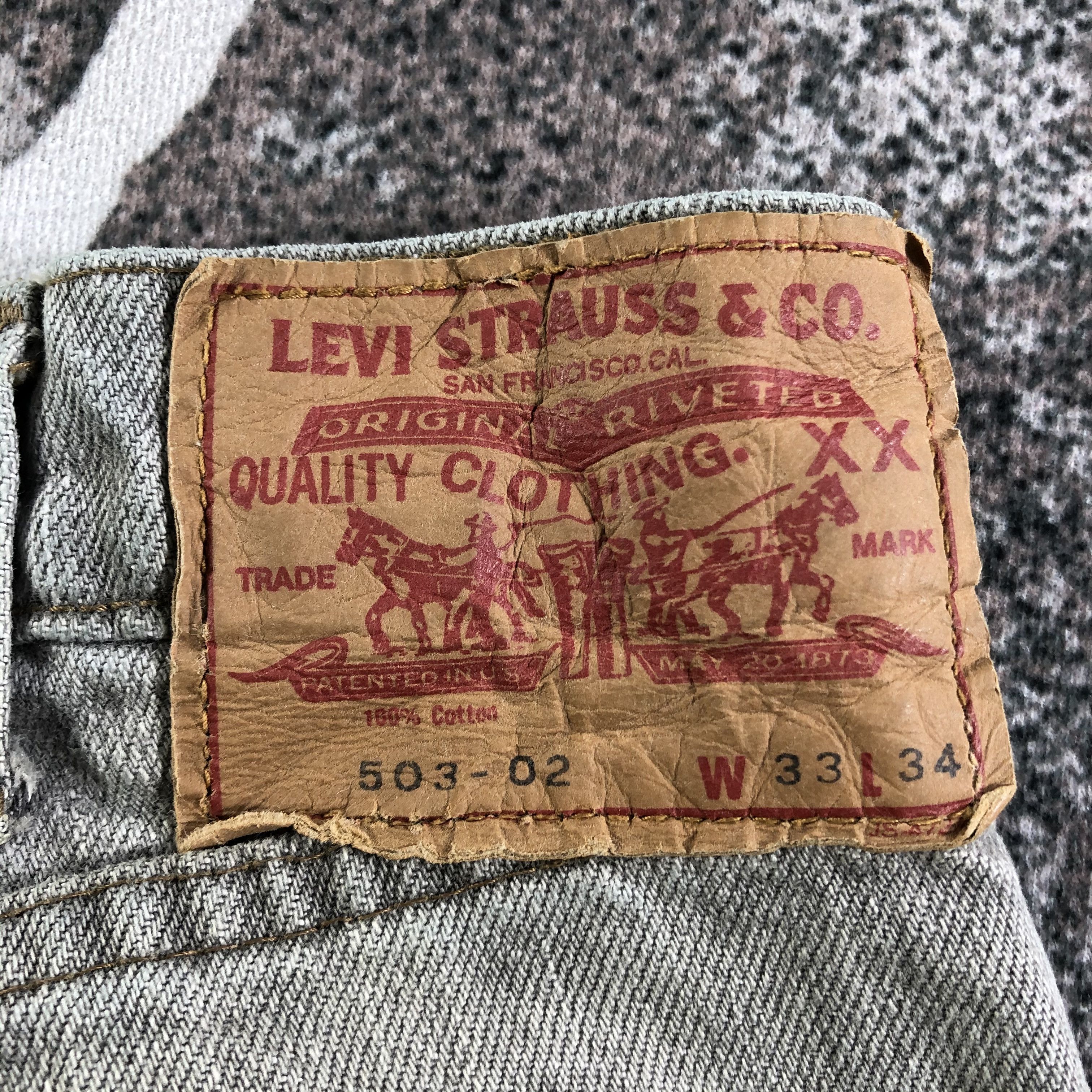 Levi's Vintage Levis 503 Jeans Distress Faded Gray Denim KJ2447 Size US 31 - 5 Thumbnail
