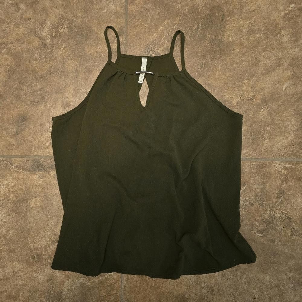 Designer Dark Olive Detailed Chocolate Dressy Tank Size L / US 10 / IT 46 - 1 Thumbnail