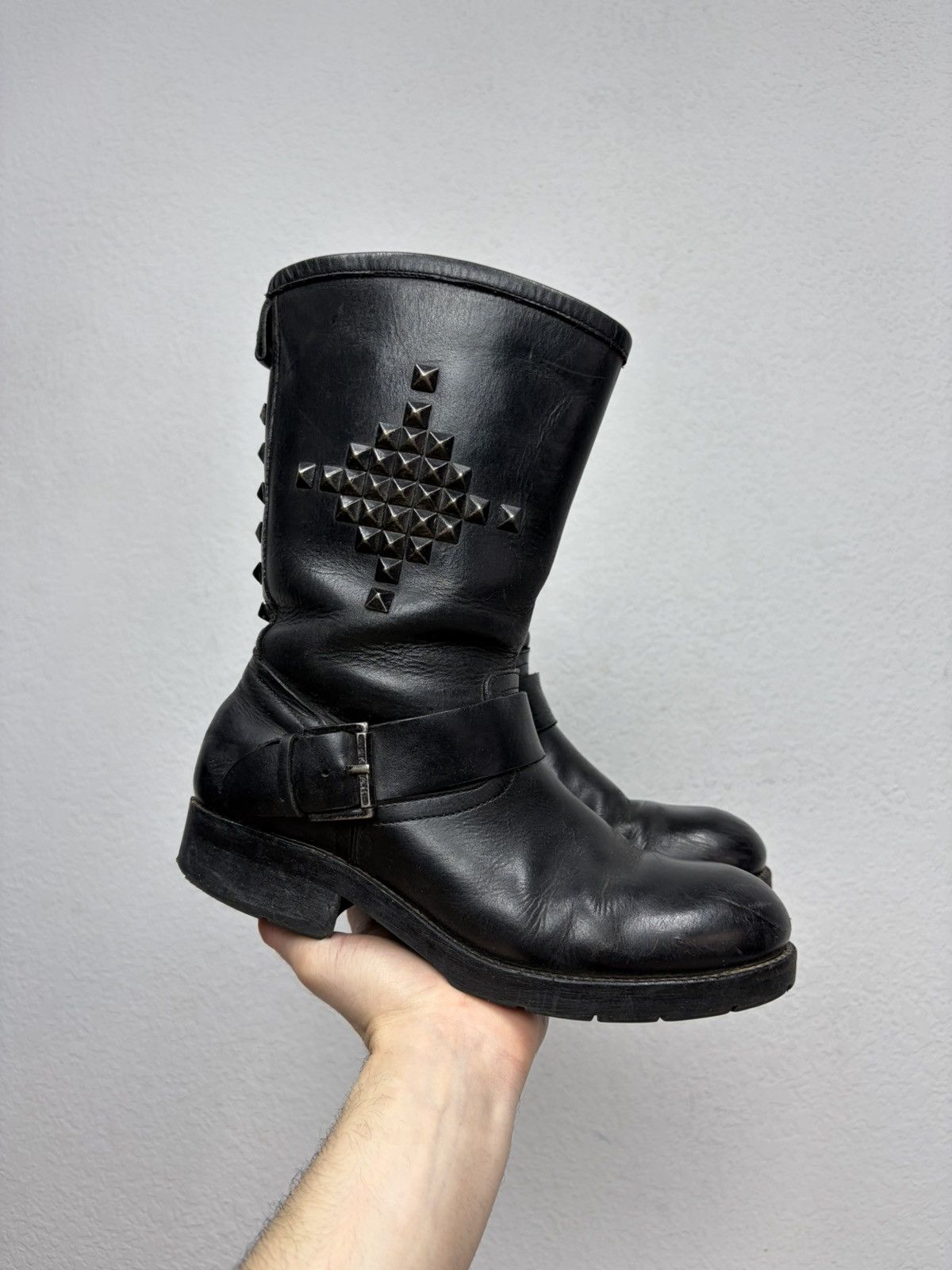 Hedi Slimane Artisan Black Harness High Guidi Vibe Leather Biker Boots Size US 7.5 / EU 40-41 - 15 Thumbnail