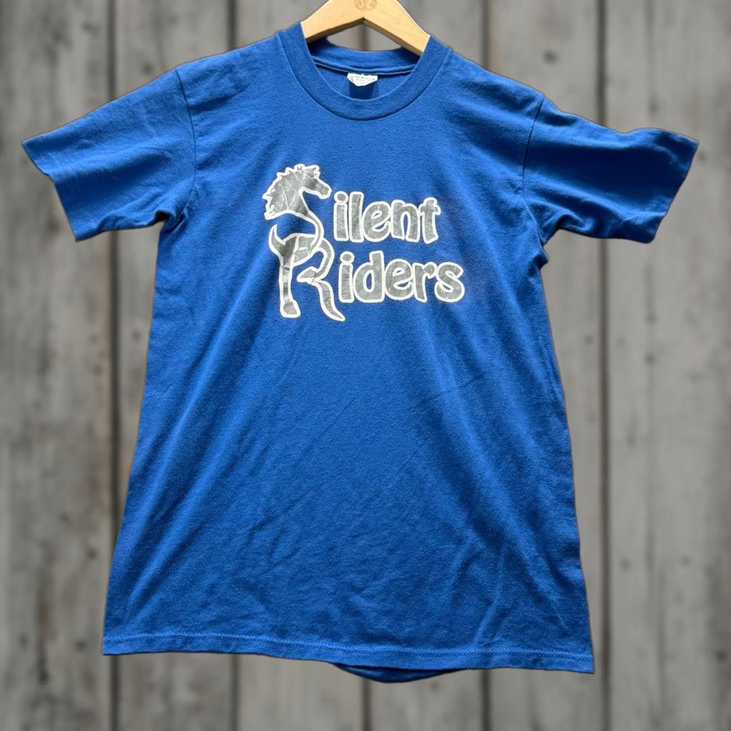 Vintage Vintage Stedman Shirt Mens M Blue Silent Riders Graphic Tee Made In USA y2k 90s Size US M / EU 48-50 / 2 - 1 Thumbnail