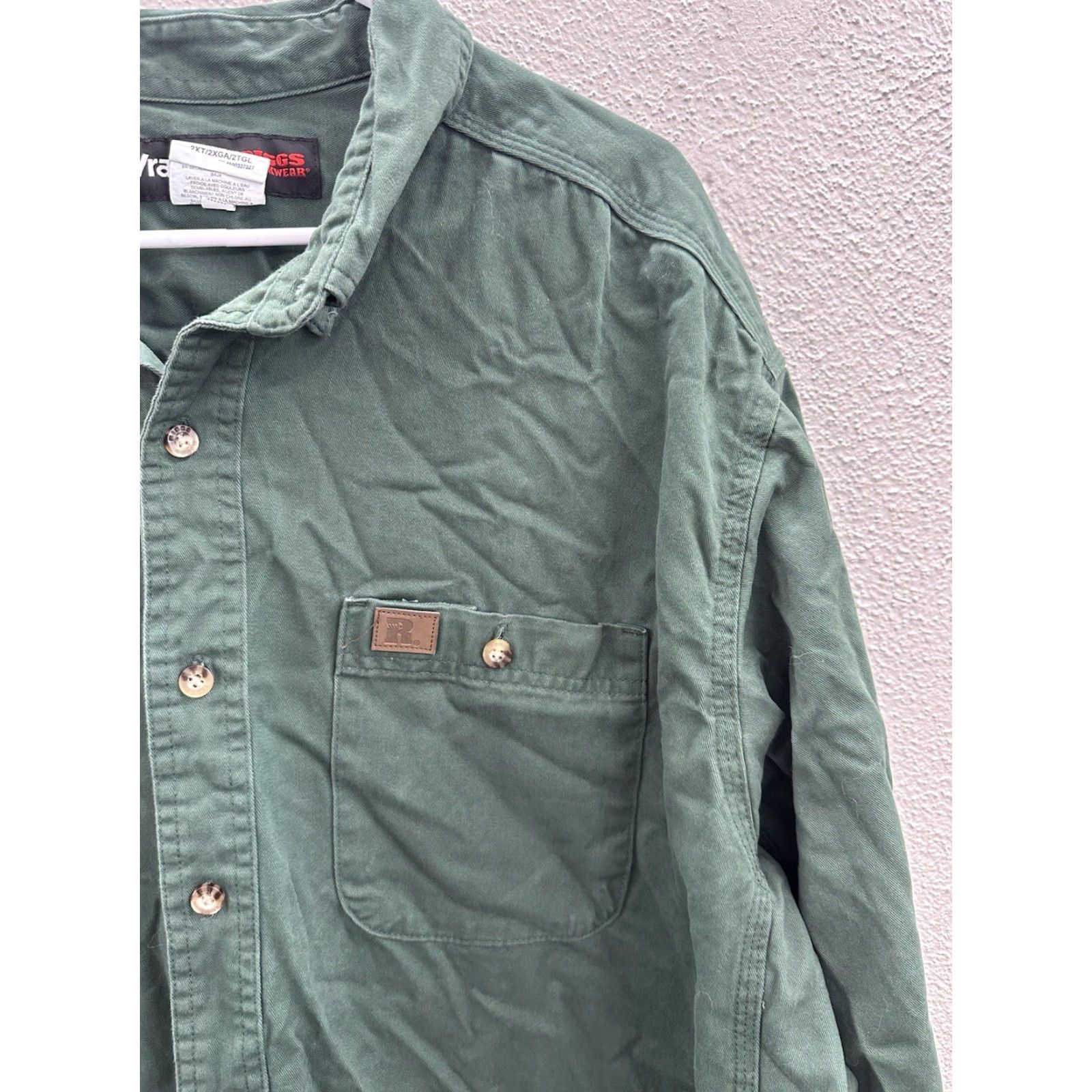 Wrangler Wrangler Riggs Workwear Mens Button Up Shirt 2XT Green Long Sleeve Canvas Collared Button-Down Western Casual Workwear Mens Shirt Size US XXL / EU 58 / 5 - 2 Thumbnail
