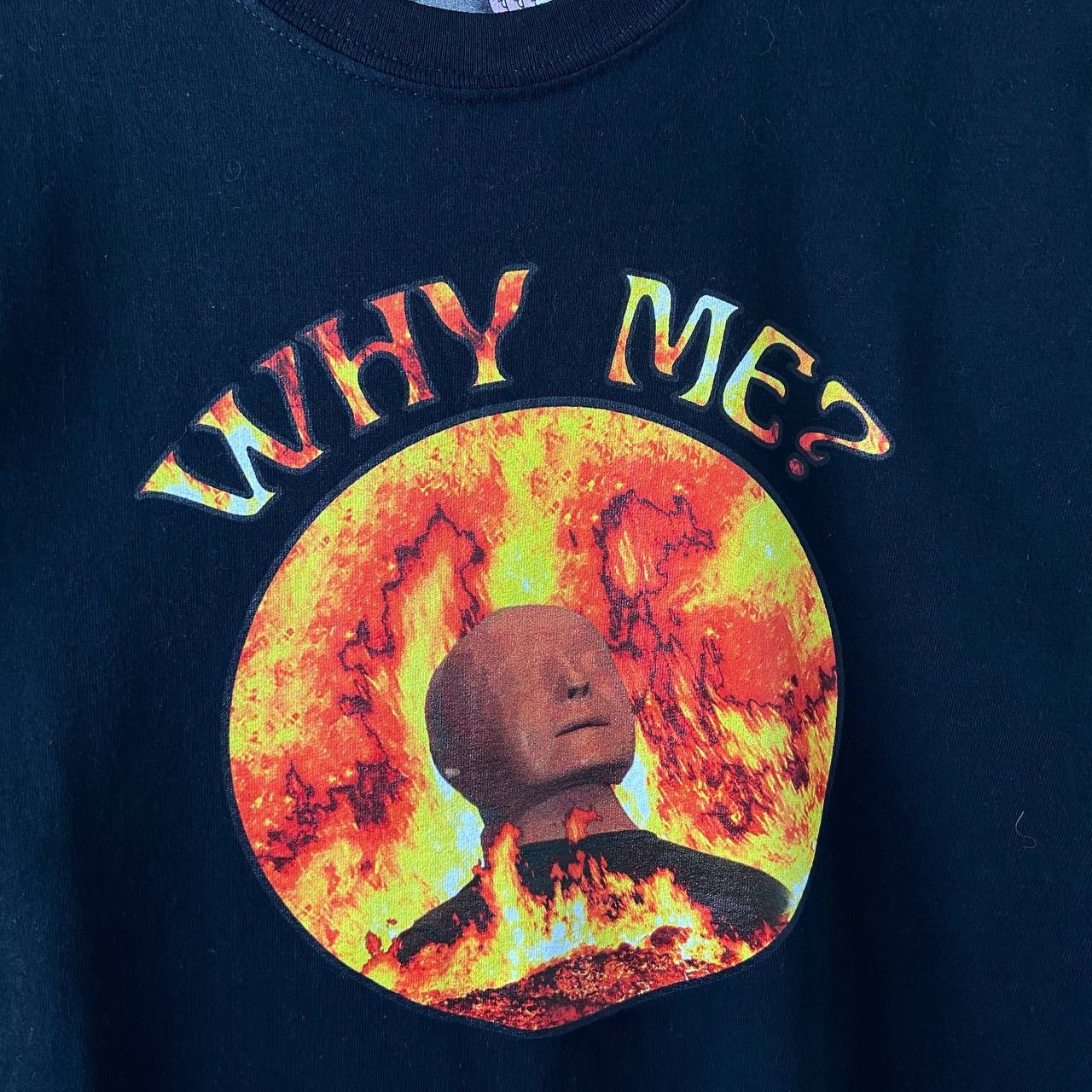 Vintage Humor "Why Me?" Burning Head T-Shirt Size US L / EU 52-54 / 3 - 3 Thumbnail