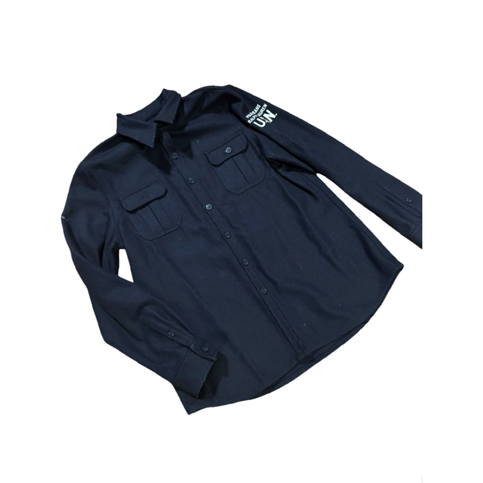Ralph Lauren VINTAGE Ralph Lauren Polo Jeans Co Shirt XL Blue Wool Blend Overshirt Men’s Button-Up Collared Long Sleeve Pockets USA Size US XL / EU 56 / 4 - 4 Thumbnail