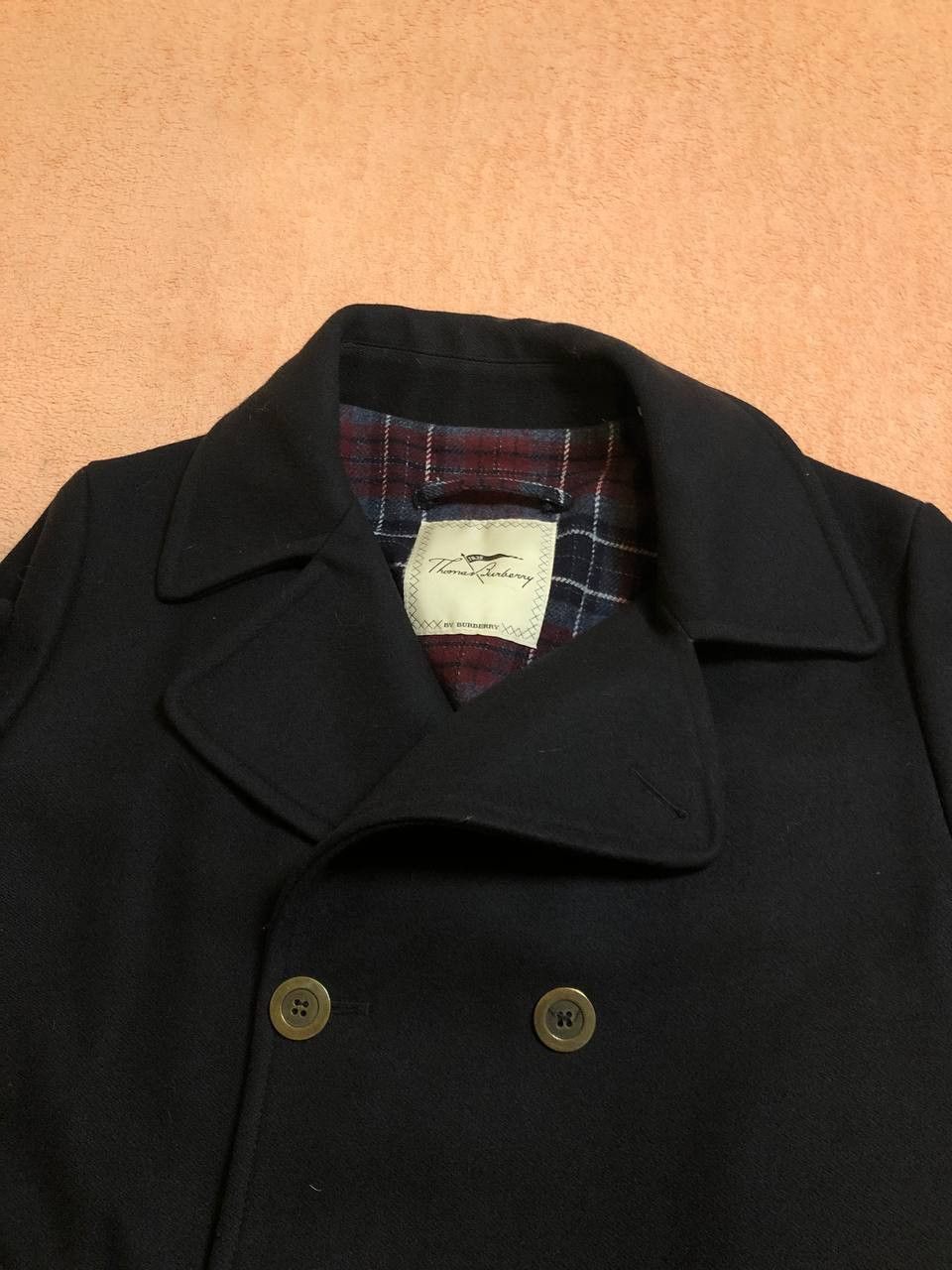 Burberry Thomas Burberrys Coat Navy Wool Double Breasted Size US XL / EU 56 / 4 - 12 Thumbnail