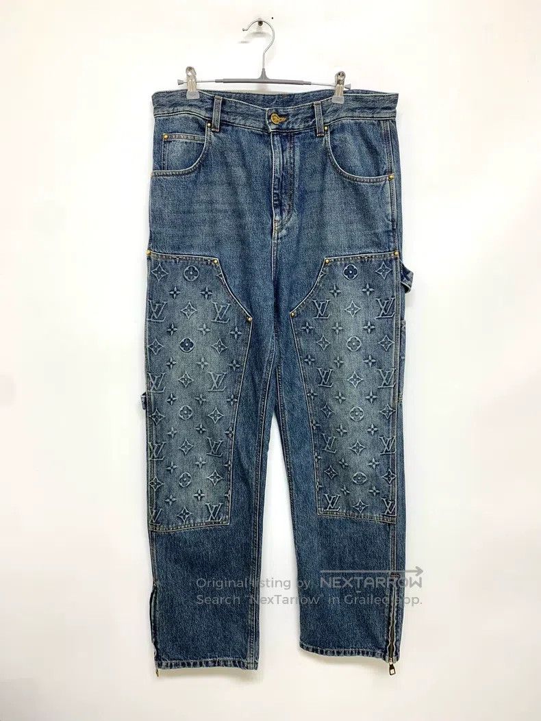 Louis Vuitton Louis Vuitton Embossed presbyopic overalls pants Size US 31 - 1 Thumbnail