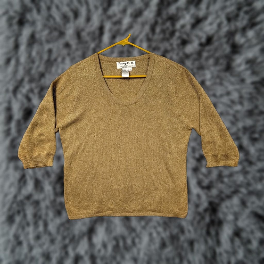 Vintage Joseph A Sweater Women 1X Gold Silk Lurex Office Chic Party New Years Holiday Timeless Christmas Classic Retro Womens Size XL / US 12-14 / IT 48-50 - 1 Thumbnail