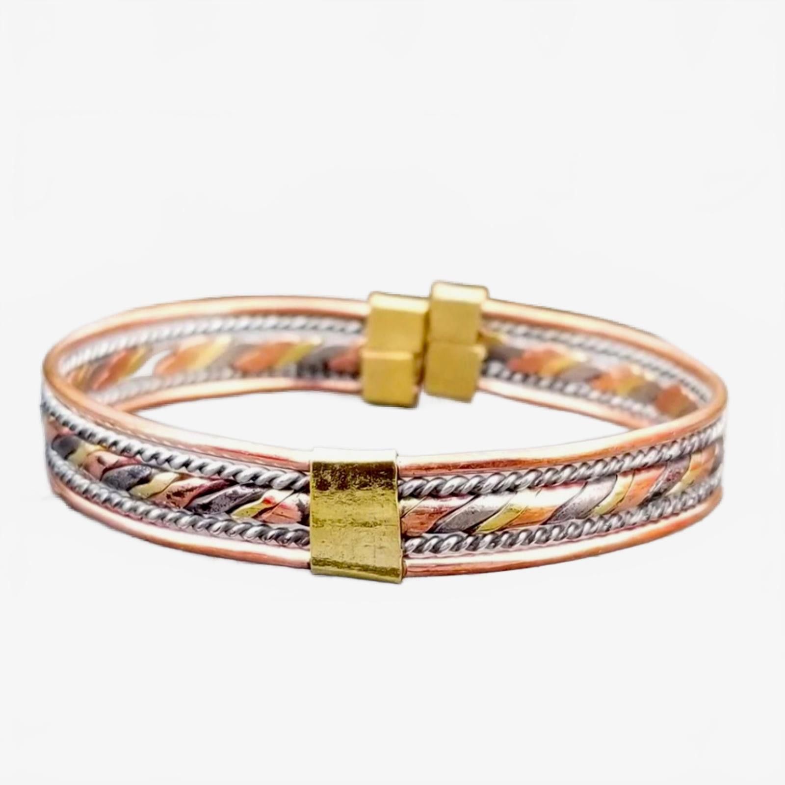 Vintage 90s Vintage Tri-Tone Copper, Brass & Aluminum Cuff Bracelet Size ONE SIZE - 3 Thumbnail