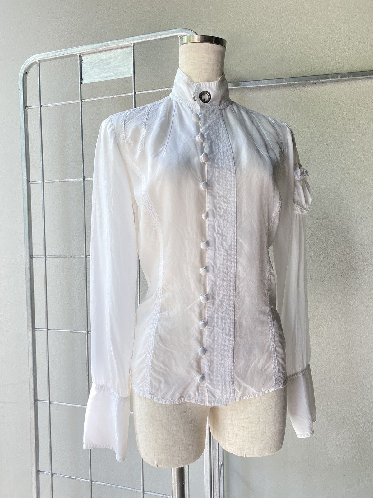 Diesel DIESEL White High-Collar Blouse Shirt Size S / US 4 / IT 40 - 15 Thumbnail